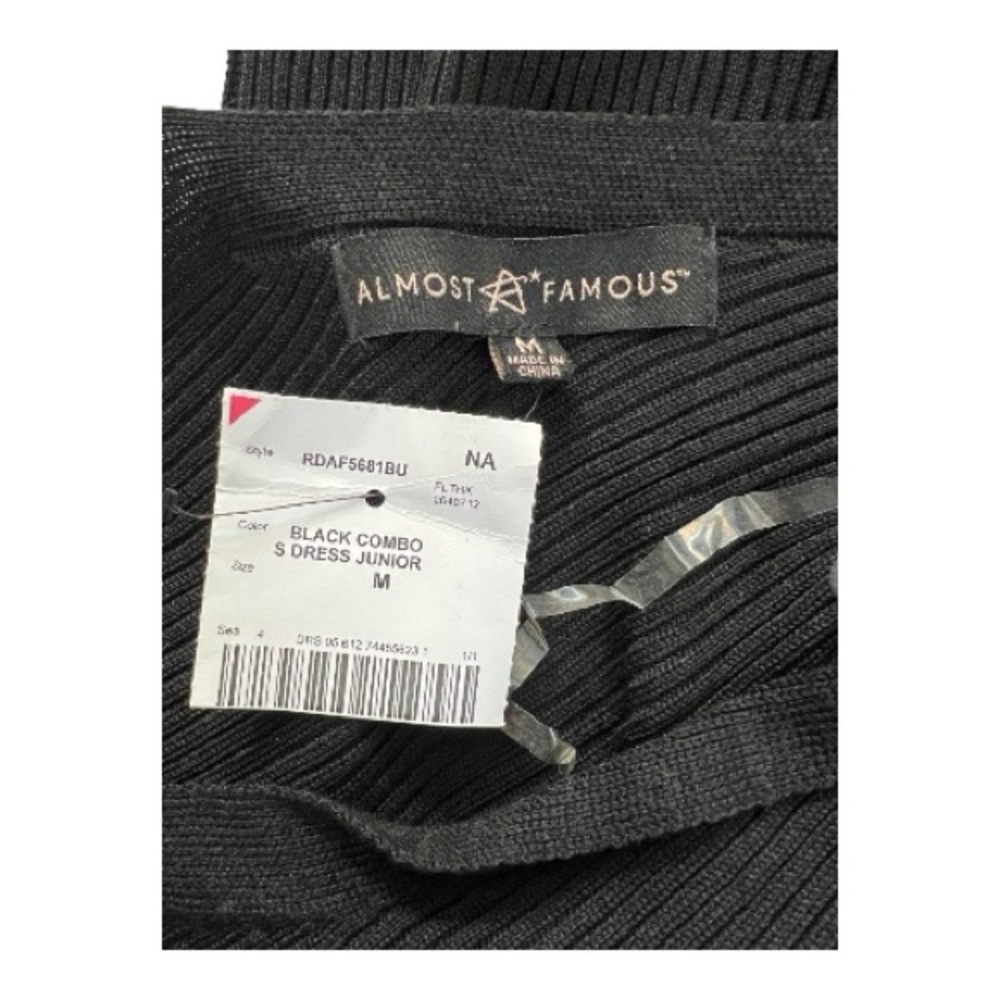 π π€π€ NWT ALMOST FAMOUS Black & White Colorblock Ribbed Sweater Dress | Sz Jr M - Picture 6 of 8